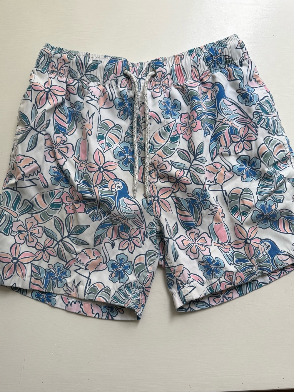 Endless Summer Men's Tropical Floral Swim Trunks - Blue & Pink